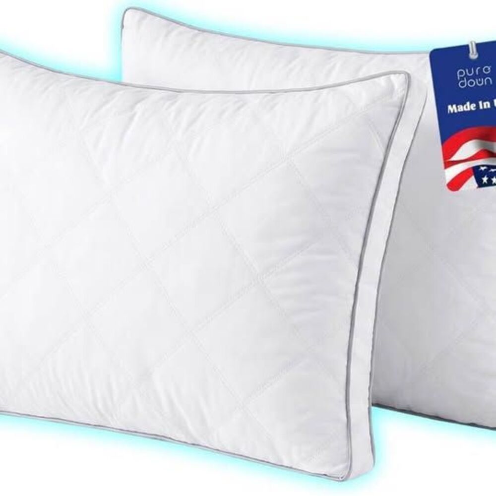 puredown Made in USA Goose Feathers and Down Gusseted Pillows, 100% Cotton Cove,